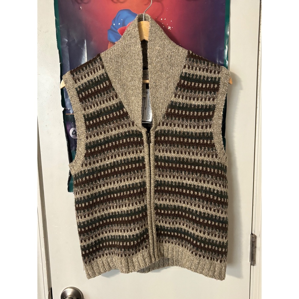 St Johns Bay Womens Small Fair Isle Full Zip Sweater Vest Shawl Collar